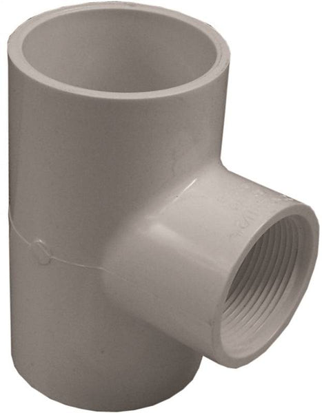 LASCO 402251BC Reducing Pipe Tee, 2 x 1-1/2 in, Slip x FIP, PVC, SCH 40 Schedule