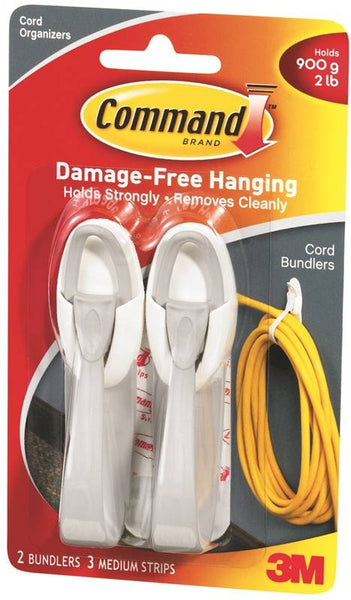 Command 17304 Cord Bundler, Plastic, White