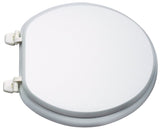 ProSource T-17WM-3L Toilet Seat, Round, MDF Molded Fiberboard, White, Plastic Hinge