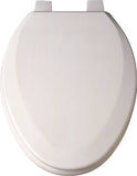 ProSource T-19WM-B-3L Toilet Seat, Elongated, MDF Molded Fiberboard, Bone, Plastic Hinge