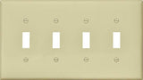 Eaton Wiring Devices PJ4V Wallplate, 4-7/8 in L, 8.56 in W, 4 -Gang, Polycarbonate, Ivory, High-Gloss