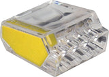 GB PushGard 19-PC4 Wire Connector, 22 to 12 AWG Wire, Copper Contact, Polycarbonate Housing Material, Clear Yellow